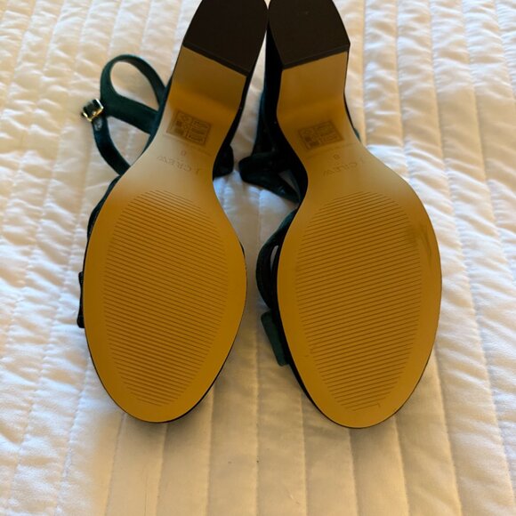 New J Crew Velvet Platform Sandals in Academic Green, size 8 - Picture 6 of 8